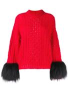 Prada Faux-fur Cuff Jumper - Red