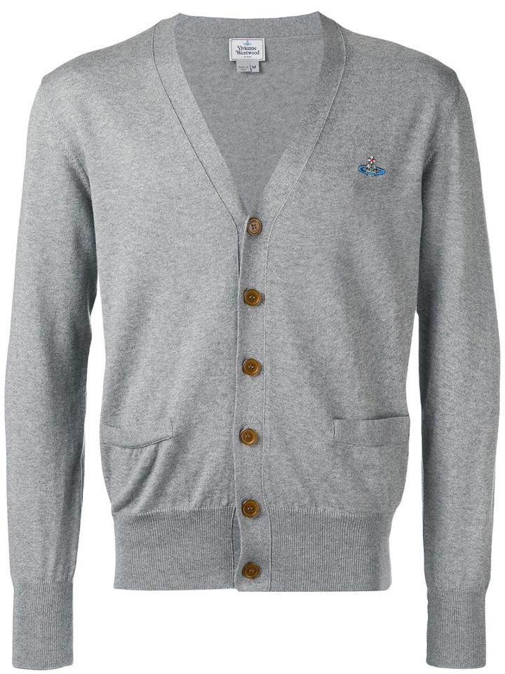 Vivienne Westwood Patch Pockets Cardigan, Men's, Size: Large, Grey, Cotton