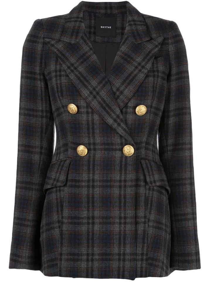 Smythe Checked Double-breasted Blazer - Grey