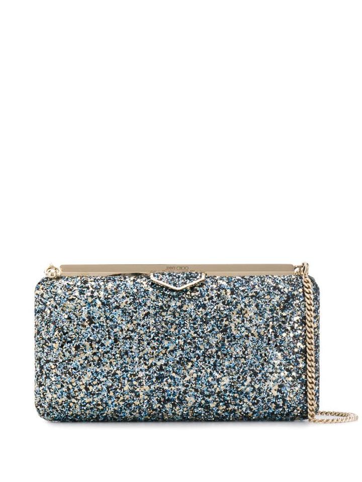 Jimmy Choo Ellipse Glitter Clutch - Blue
