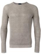 Zanone Ribbed Knit Jumper, Men's, Size: 48, Nude/neutrals, Linen/flax