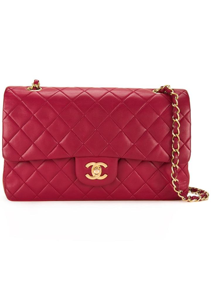 Chanel Vintage Small Cc Dual Flap Bag - Red
