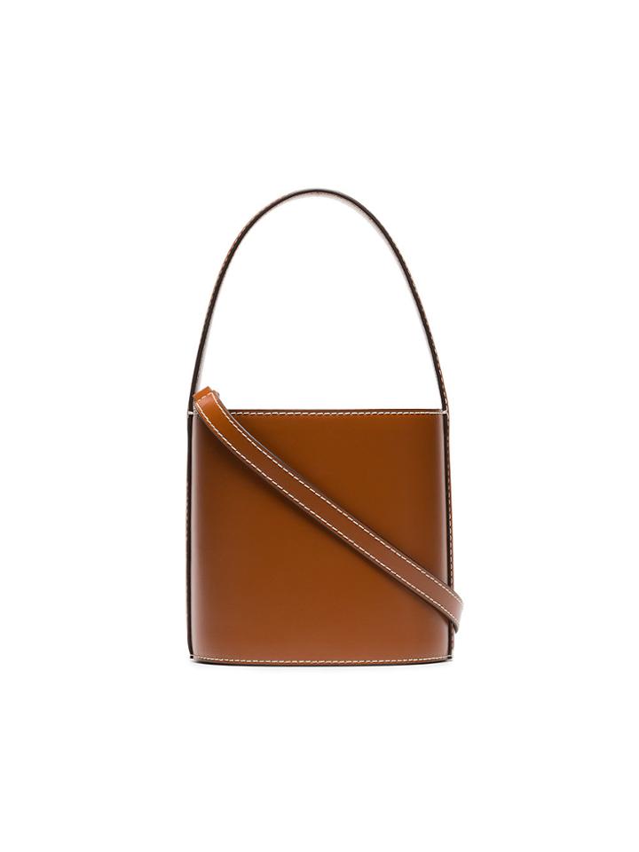 Staud Brown Bisset Leather Bucket Bag