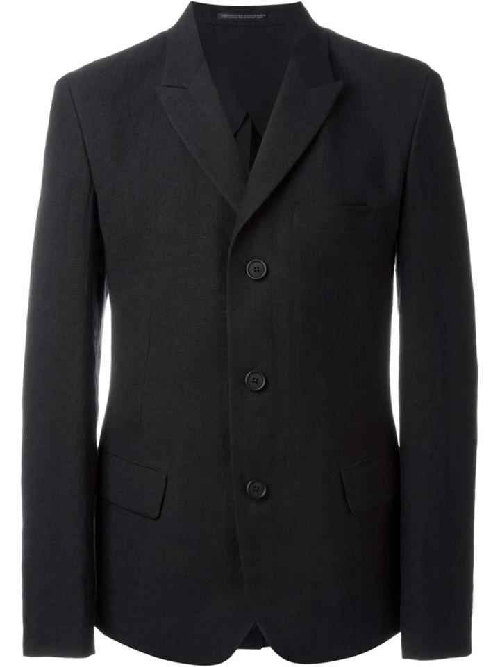 Yohji Yamamoto Three Button Blazer, Men's, Size: 4, Black, Cupro/linen/flax/cotton/polyurethane