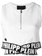 Philipp Plein Cropped Top, Women's, Size: Large, White, Cotton/polyester/viscose