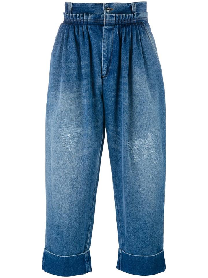 J.w.anderson Cropped Pleated Front Jeans, Men's, Size: 48, Blue, Cotton