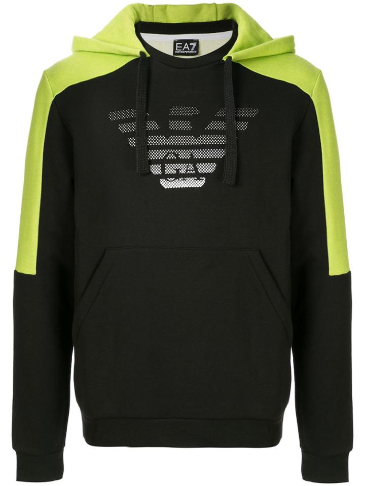 Ea7 Emporio Armani Contrast Logo Hoodie - Black