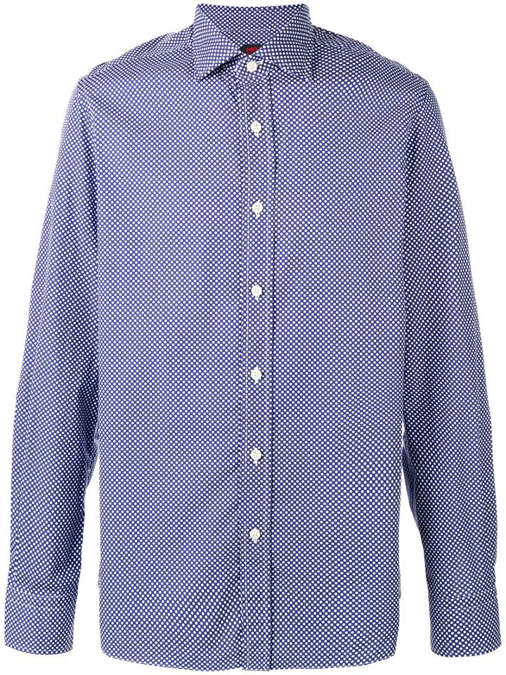 Mp Massimo Piombo Polka Dot Print Shirt, Men's, Size: 41, Blue, Cotton