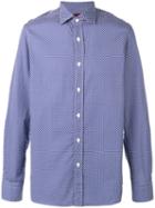 Mp Massimo Piombo Polka Dot Print Shirt, Men's, Size: 41, Blue, Cotton