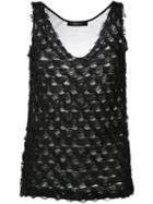 Federica Tosi - Textured Tank - Women - Silk/cotton - M, Black, Silk/cotton