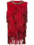 Alessandra Chamonix Fringed Tank Top, Women's, Size: 44, Red, Leather/suede/metallic Fibre/metal