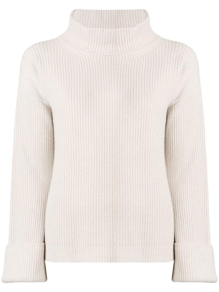 Peserico Rib Knit Turtleneck Sweater - Nude & Neutrals