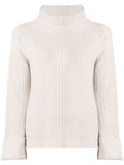 Peserico Rib Knit Turtleneck Sweater - Nude & Neutrals