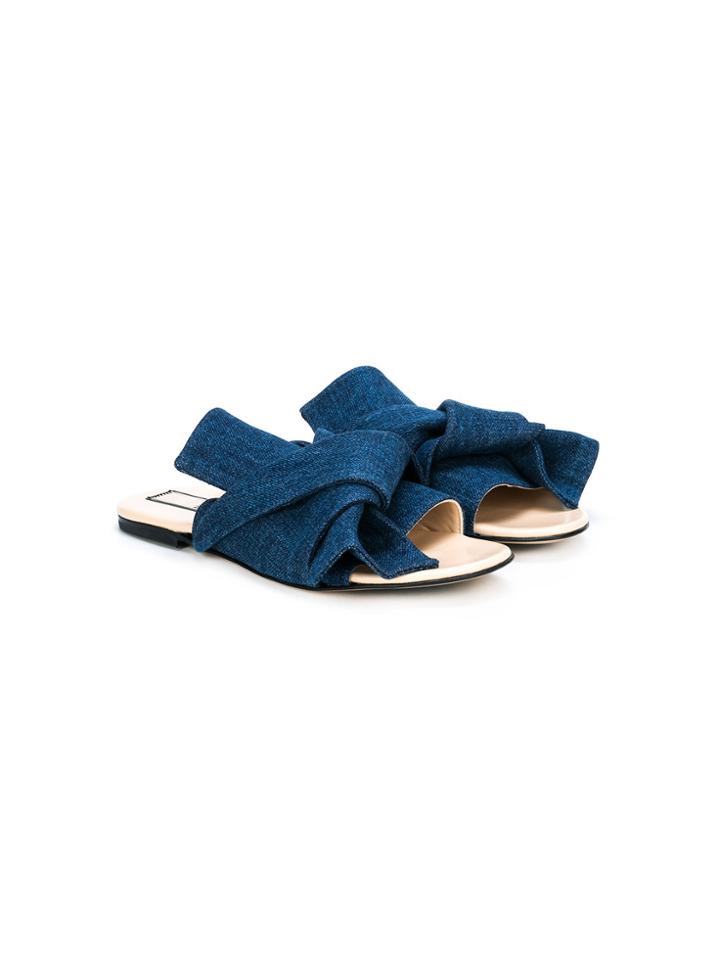 No21 Kids Sculptural Bow Detail Slides - Blue