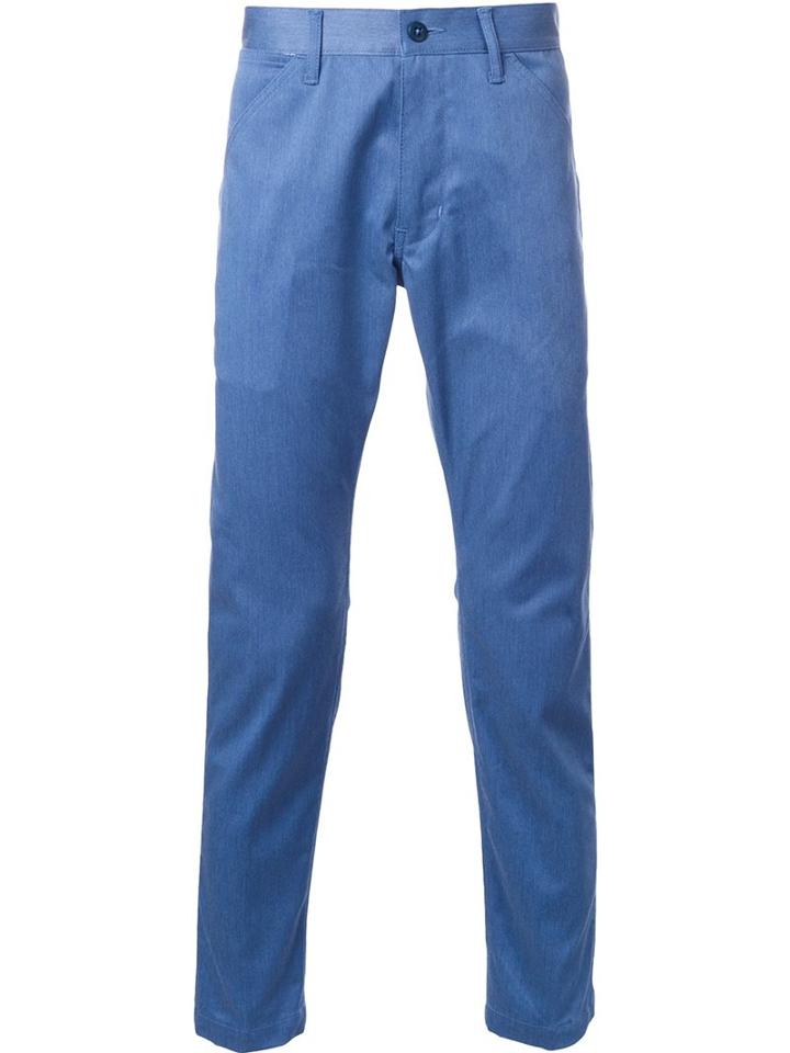 Bedwin & The Heartbreakers Slim Fit Trousers, Men's, Size: 3, Blue, Cotton/polyester/polyurethane