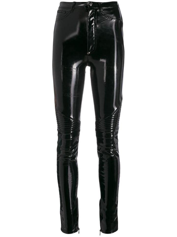 Philipp Plein High Waist Biker Trousers - Black