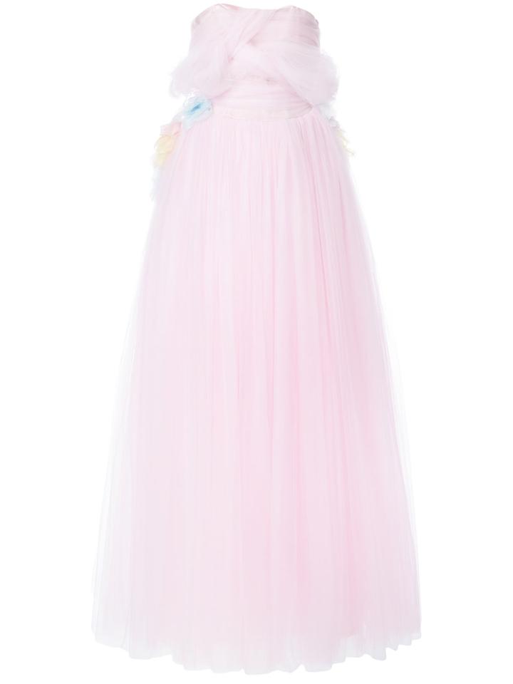 Isabel Sanchis Tulle Ballgown With 3d Flowers - Pink & Purple