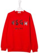 Msgm Kids Teen Freehand Branded Sweatshirt - Red