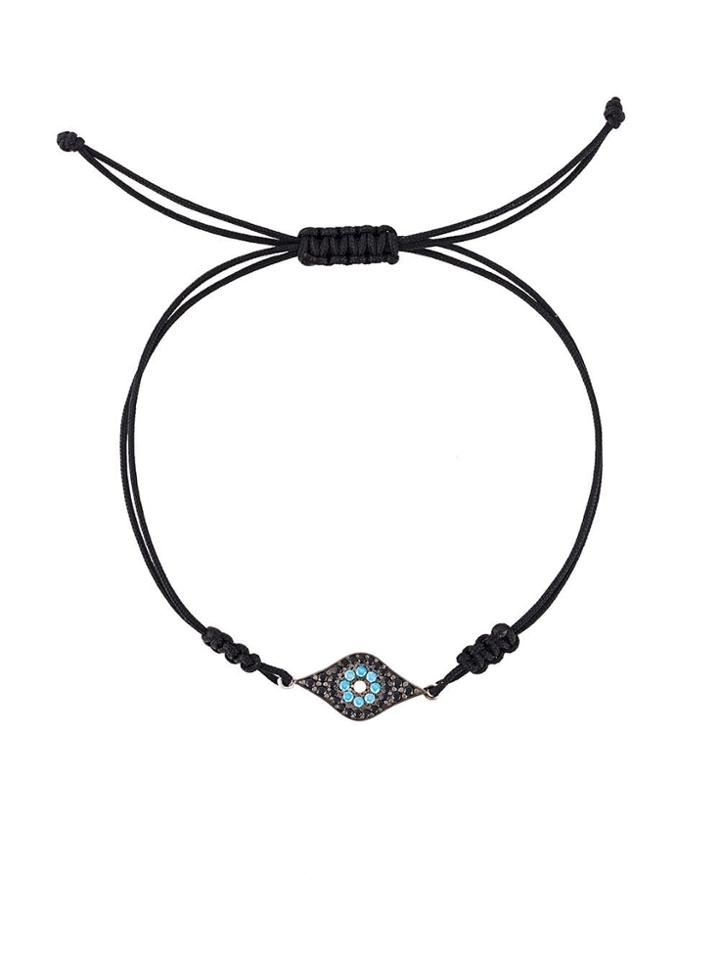 Eye M By Ileana Makri Flower Motif Bracelet - Black