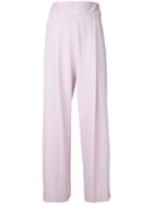 H Beauty & Youth - Wide-legged Cropped Trousers - Women - Polyester/triacetate - M, Pink/purple, Polyester/triacetate