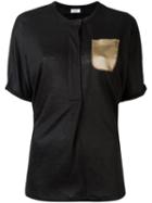 Brunello Cucinelli Silk Pocket T-shirt, Women's, Size: Xs, Black, Linen/flax/silk/brass