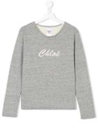 Chloé Kids - Logo Print Sweatshirt - Kids - Cotton/polyester - 14 Yrs, Grey