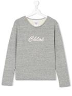 Chloé Kids - Logo Print Sweatshirt - Kids - Cotton/polyester - 14 Yrs, Grey