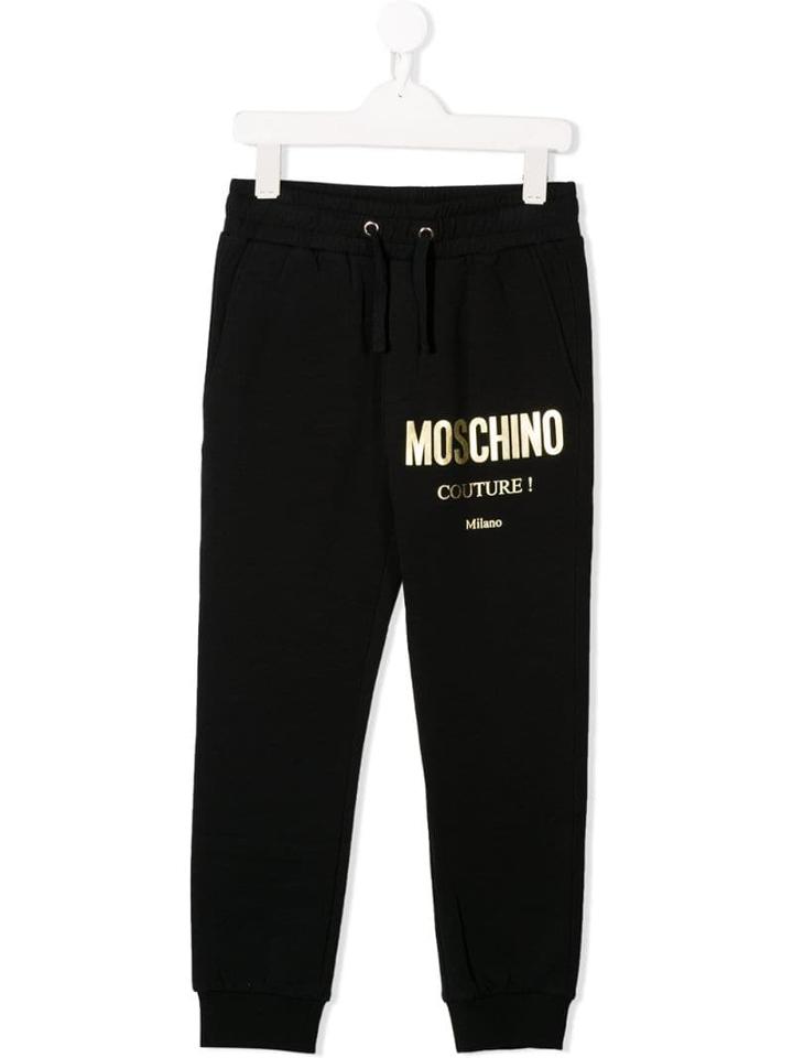 Moschino Kids Teen Logo Print Track Pants - Black