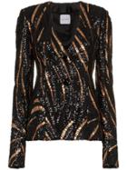 Halpern Sequin Embellished Slim Jacket - Black
