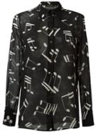 Saint Laurent Music Note Printed Shirt, Women's, Size: 40, Black, Silk