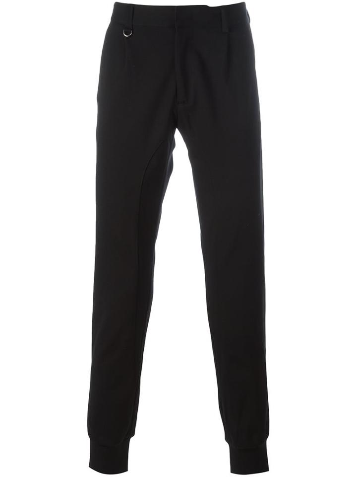 Paolo Pecora Gathered Ankle Trousers, Men's, Size: 44, Black, Polyamide/spandex/elastane/viscose