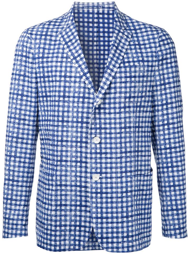 Lardini Checked Blazer, Men's, Size: 50, Blue, Cotton