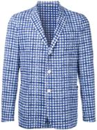 Lardini Checked Blazer, Men's, Size: 50, Blue, Cotton