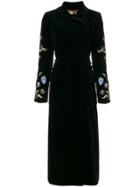 Bazar Deluxe Embroidered Trench Coat - Black