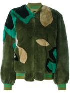 Army Yves Salomon Panelled Coat, Women's, Size: 38, Green, Silk/rabbit Fur/cotton/lamb Skin