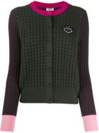 Kenzo Embroidered Eye Colour-block Cardigan - Green