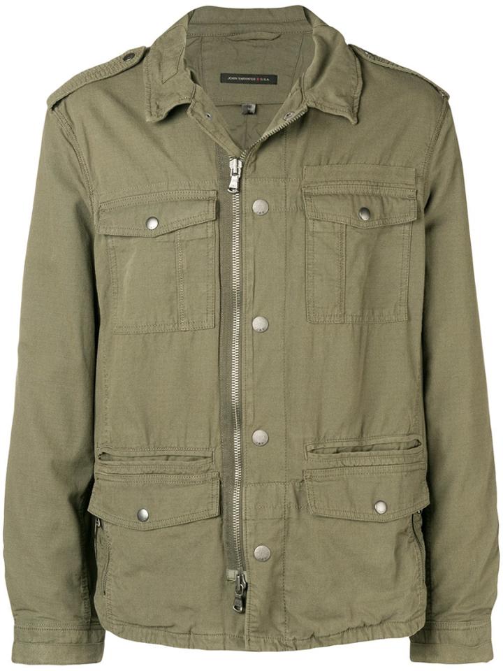 John Varvatos Embroidered Dragon Military Jacket - Green