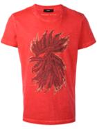 Diesel Feathers Print T-shirt, Men's, Size: Medium, Red, Cotton
