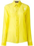Rochas Semi-sheer Shirt, Women's, Size: 44, Yellow/orange, Cotton/silk