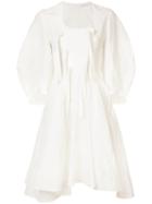 J.w.anderson - Flared Tie Detail Dress - Women - Cotton/linen/flax - 6, White, Cotton/linen/flax