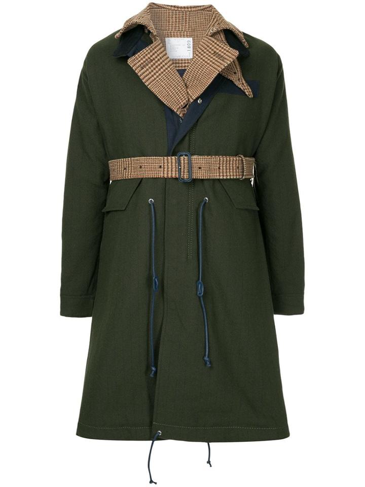 Sacai Contrast Layer Raincoat - Green
