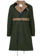 Sacai Contrast Layer Raincoat - Green