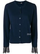 Love Moschino Lace-hem Fitted Cardigan - Blue