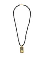 Nialaya Jewelry Beaded Dog Tag Necklace - Black