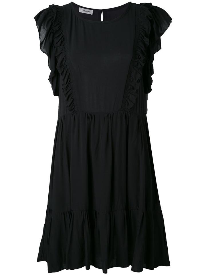 Zadig & Voltaire - Ruffled Flared Mini Dress - Women - Viscose - S, Black, Viscose