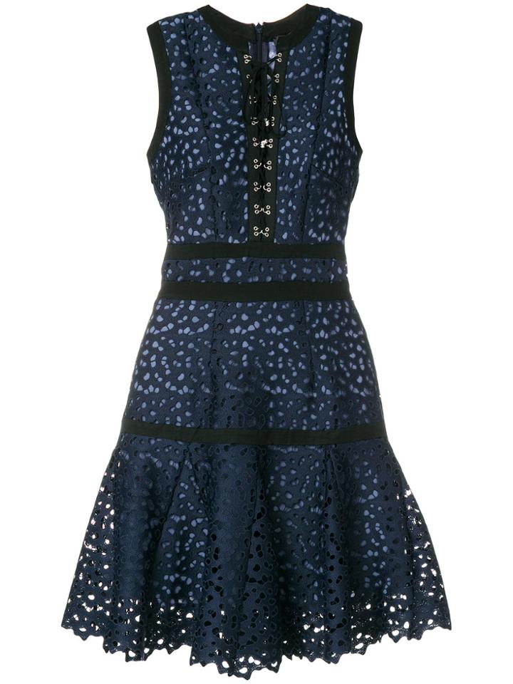 Just Cavalli Laser Cut Detail Panelled Dress - Blue