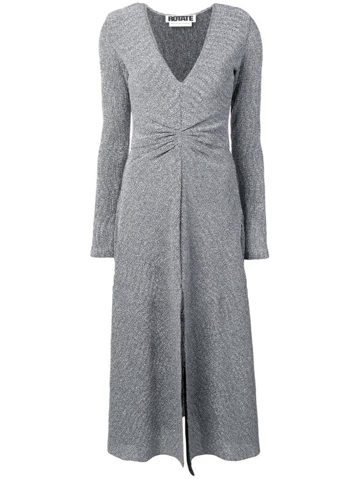 Rotate Ruched Midi Dress - Silver