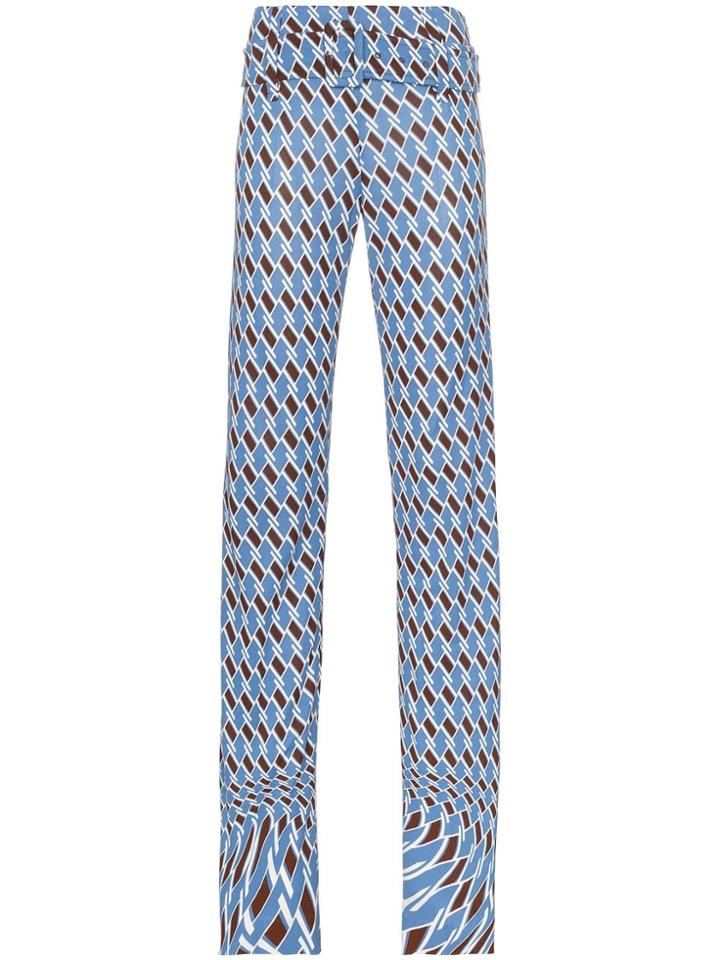 Prada Psychedelic Argyle Print Belted Trousers - Blue
