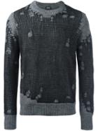 Diesel Destroyed Effect Pullover, Men's, Size: Large, Grey, Acrylic/wool/alpaca