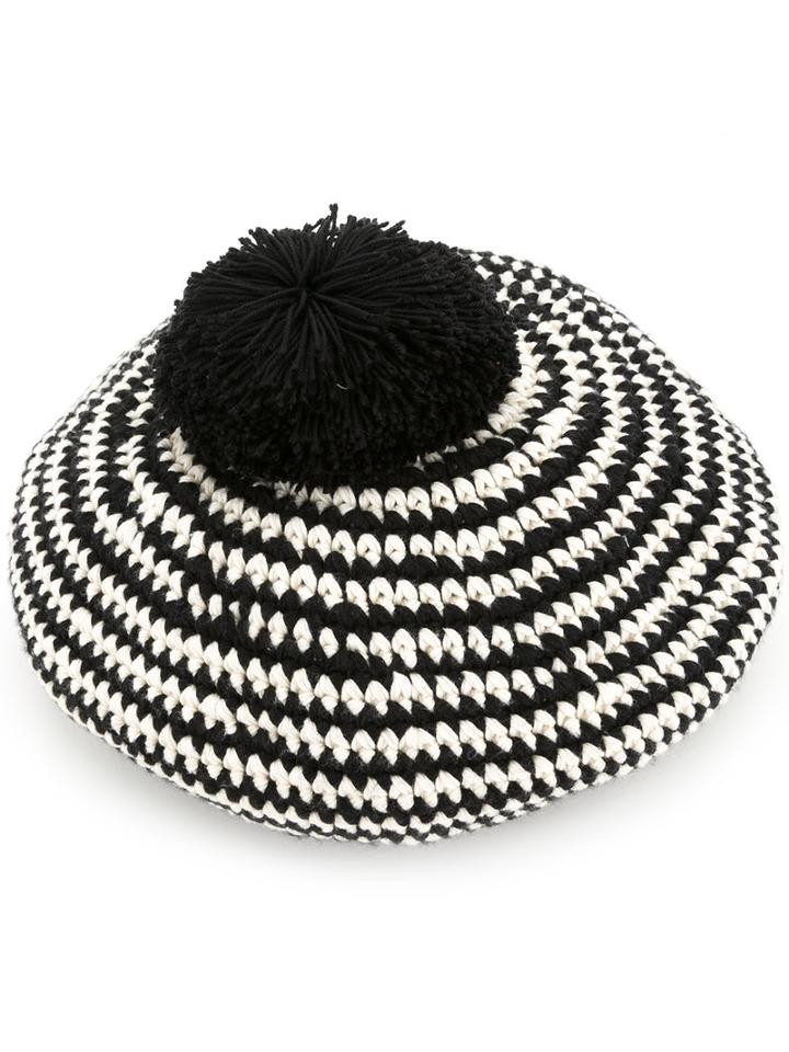 7ii Striped Author Beret, Women's, Black, Acrylic